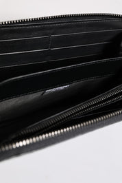 Black Blue Exotic Leather Embossed Continental Wallet