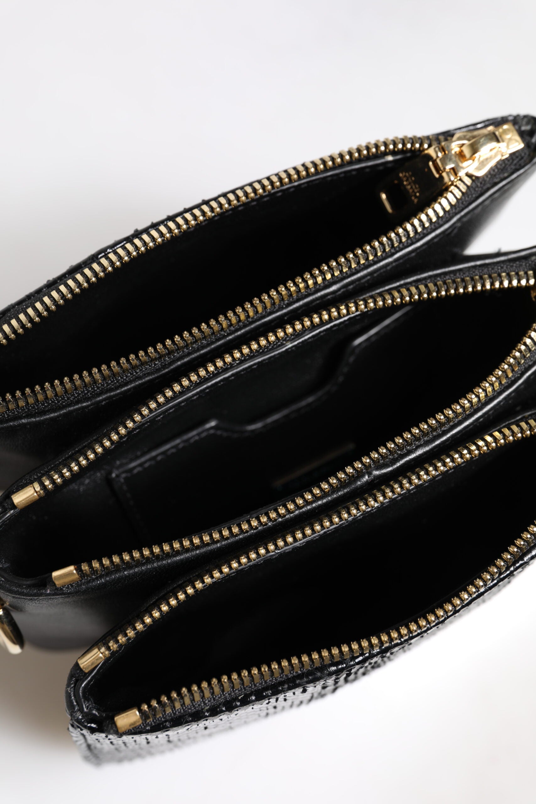 Black Exotic Leather Shoulder Sling Clutch Bag