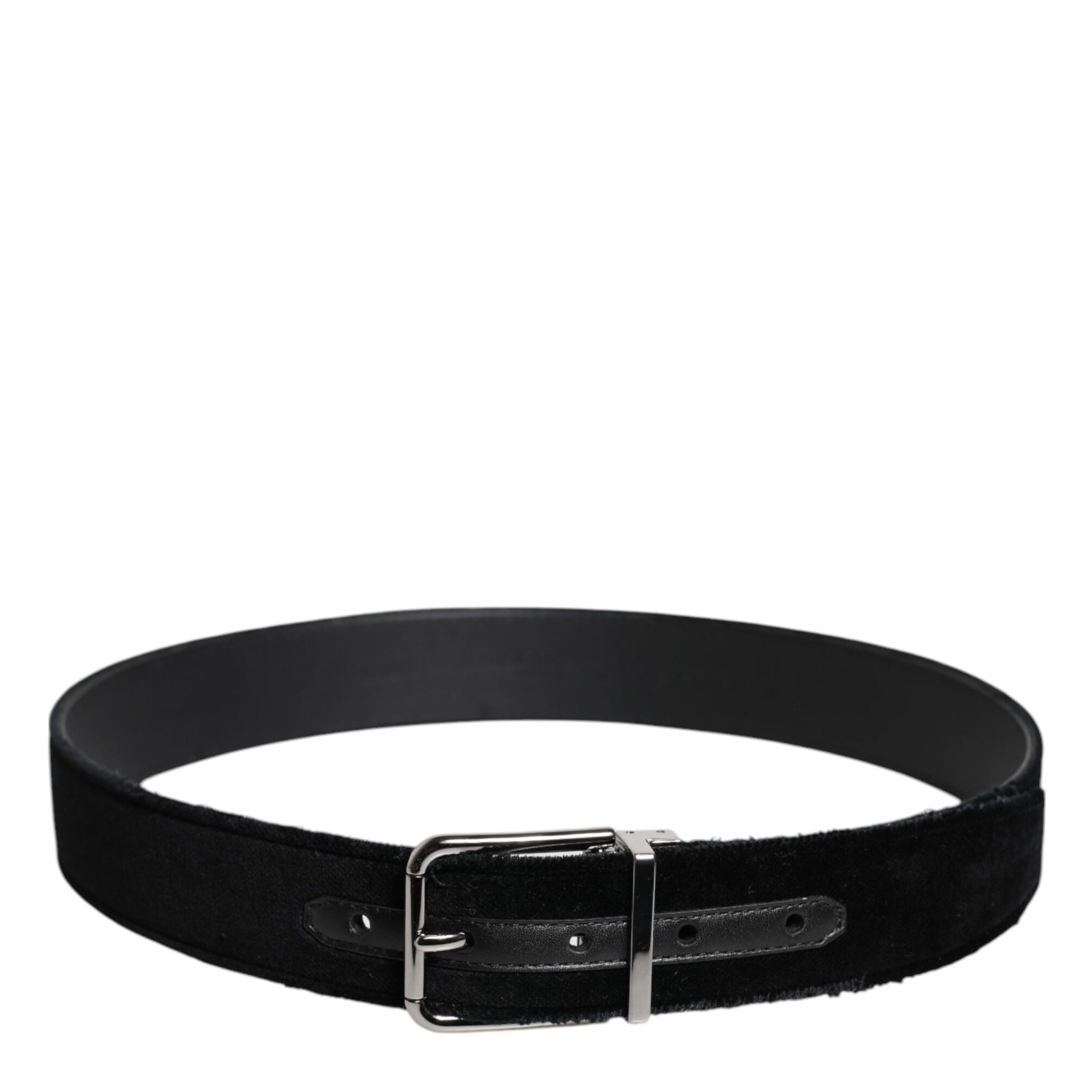 Dolce & Gabbana Black Cotton Silver Tone Metal Buckle Belt Dolce & Gabbana