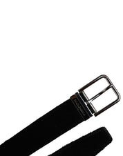 Dolce & Gabbana Black Cotton Silver Tone Metal Buckle Belt Dolce & Gabbana