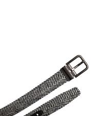 Black White Silver Tone Metal Buckle Belt