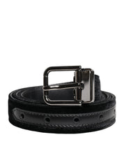 Black Leather Metal Buckle Classic Belt