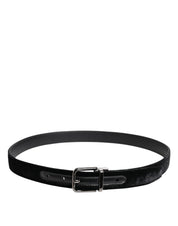Black Leather Metal Buckle Classic Belt