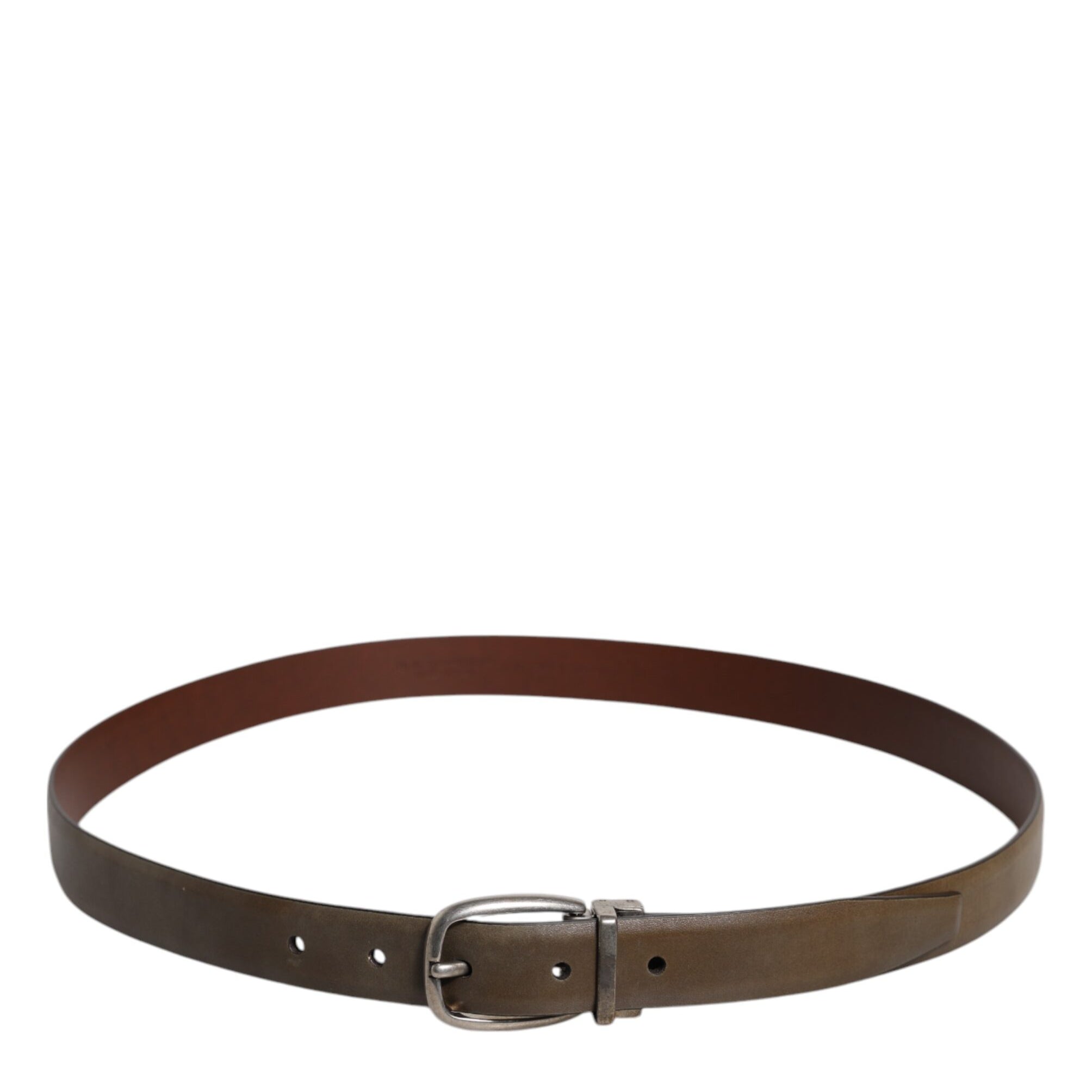 Dolce & Gabbana Brown Leather Classic Metal Logo Buckle Belt Dolce & Gabbana