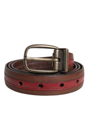 Dolce & Gabbana Burgundy Leather Metal Logo Buckle Belt Dolce & Gabbana
