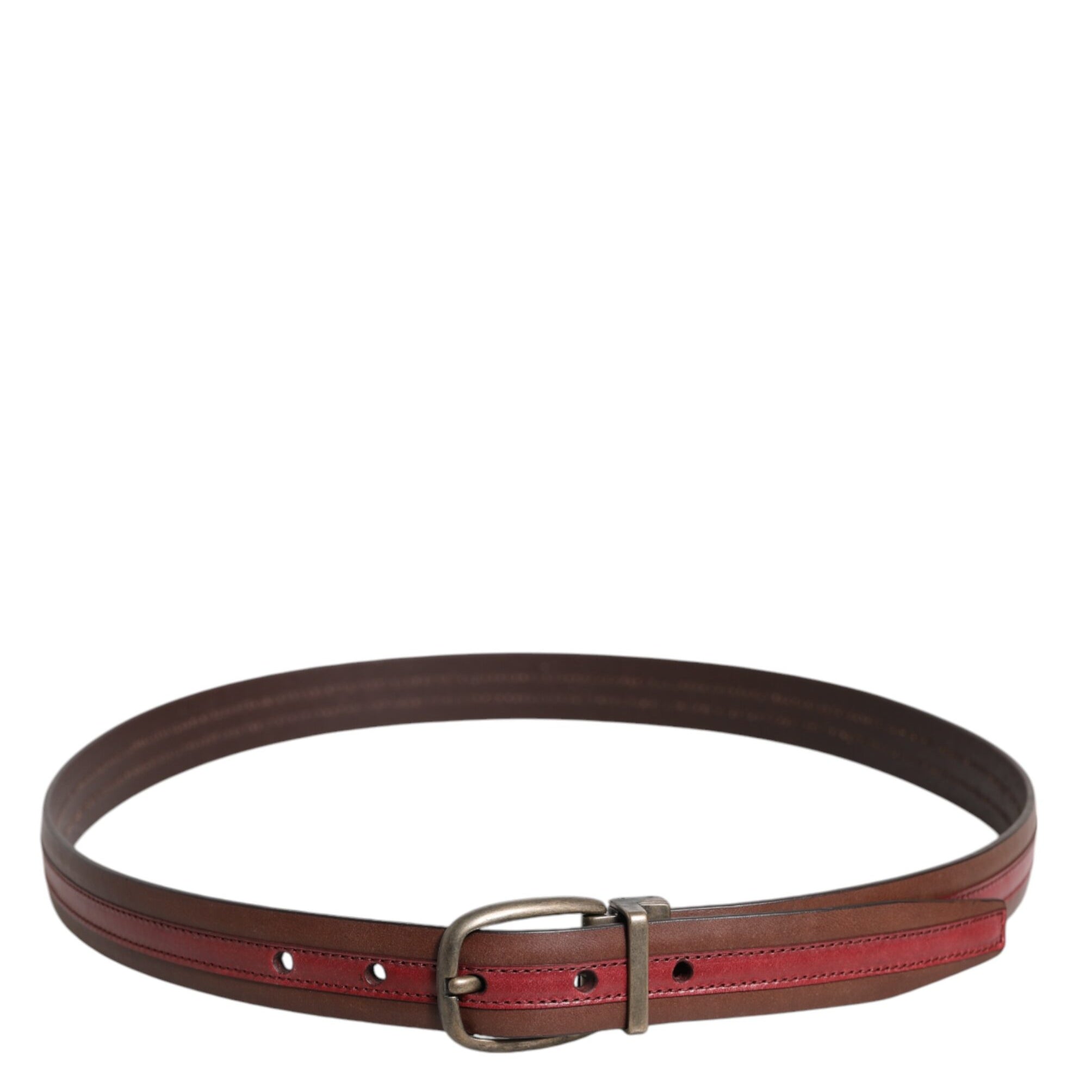 Dolce & Gabbana Burgundy Leather Metal Logo Buckle Belt Dolce & Gabbana