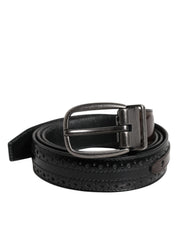 Dolce & Gabbana Black Brown Leather Classic Metal Buckle Belt Dolce & Gabbana