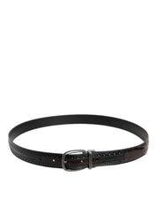 Dolce & Gabbana Black Brown Leather Classic Metal Buckle Belt Dolce & Gabbana