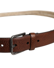 Dolce & Gabbana Brown Jute Leather Woven Metal Buckle Belt Dolce & Gabbana