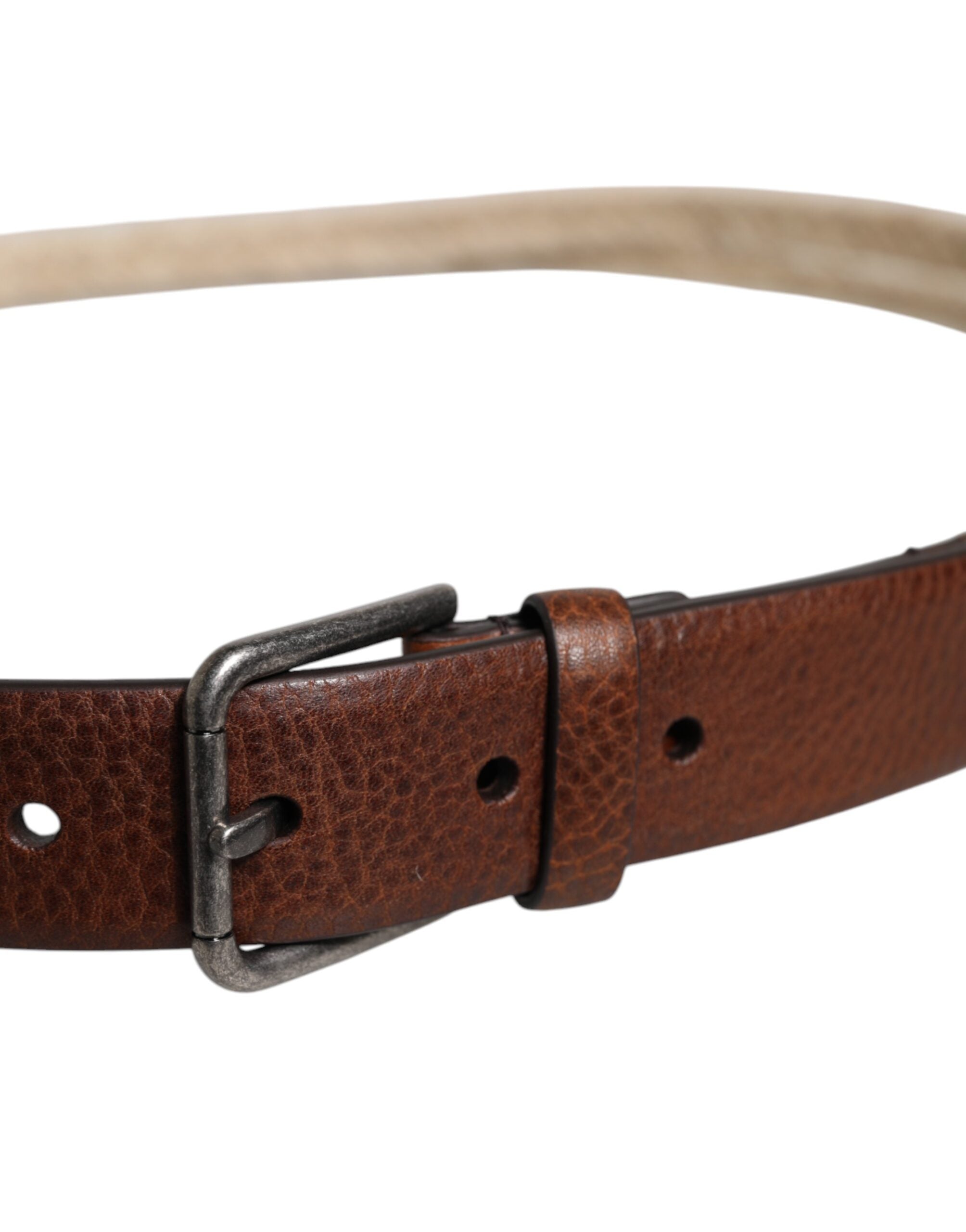 Dolce & Gabbana Brown Jute Leather Woven Metal Buckle Belt Dolce & Gabbana