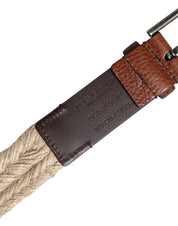Dolce & Gabbana Brown Jute Leather Woven Metal Buckle Belt Dolce & Gabbana