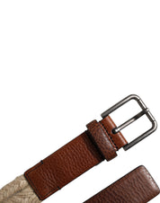 Dolce & Gabbana Brown Jute Leather Woven Metal Buckle Belt Dolce & Gabbana
