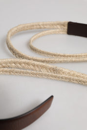Dolce & Gabbana Brown Jute Leather Woven Metal Buckle Belt Dolce & Gabbana