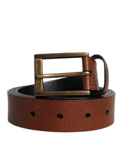 Dolce & Gabbana Brown Calf Leather Classic Metal Buckle Belt Dolce & Gabbana