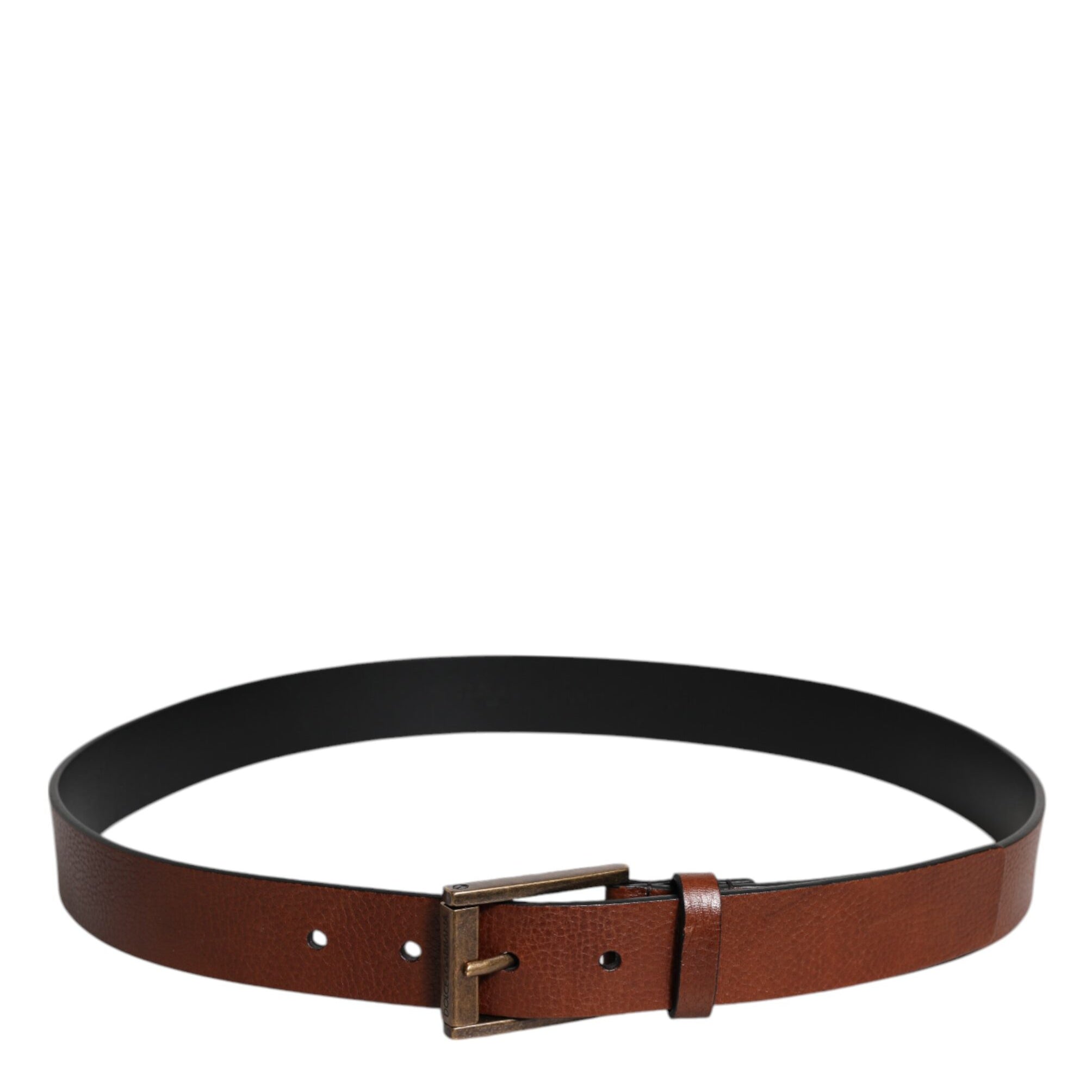 Dolce & Gabbana Brown Calf Leather Classic Metal Buckle Belt Dolce & Gabbana