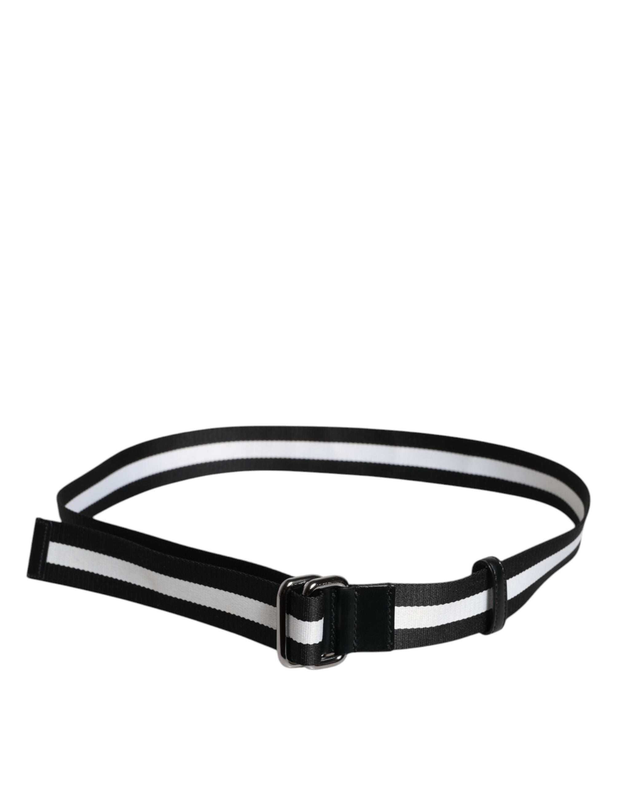 Dolce & Gabbana Black Yellow Logo Striped Metal Buckle Belt Dolce & Gabbana