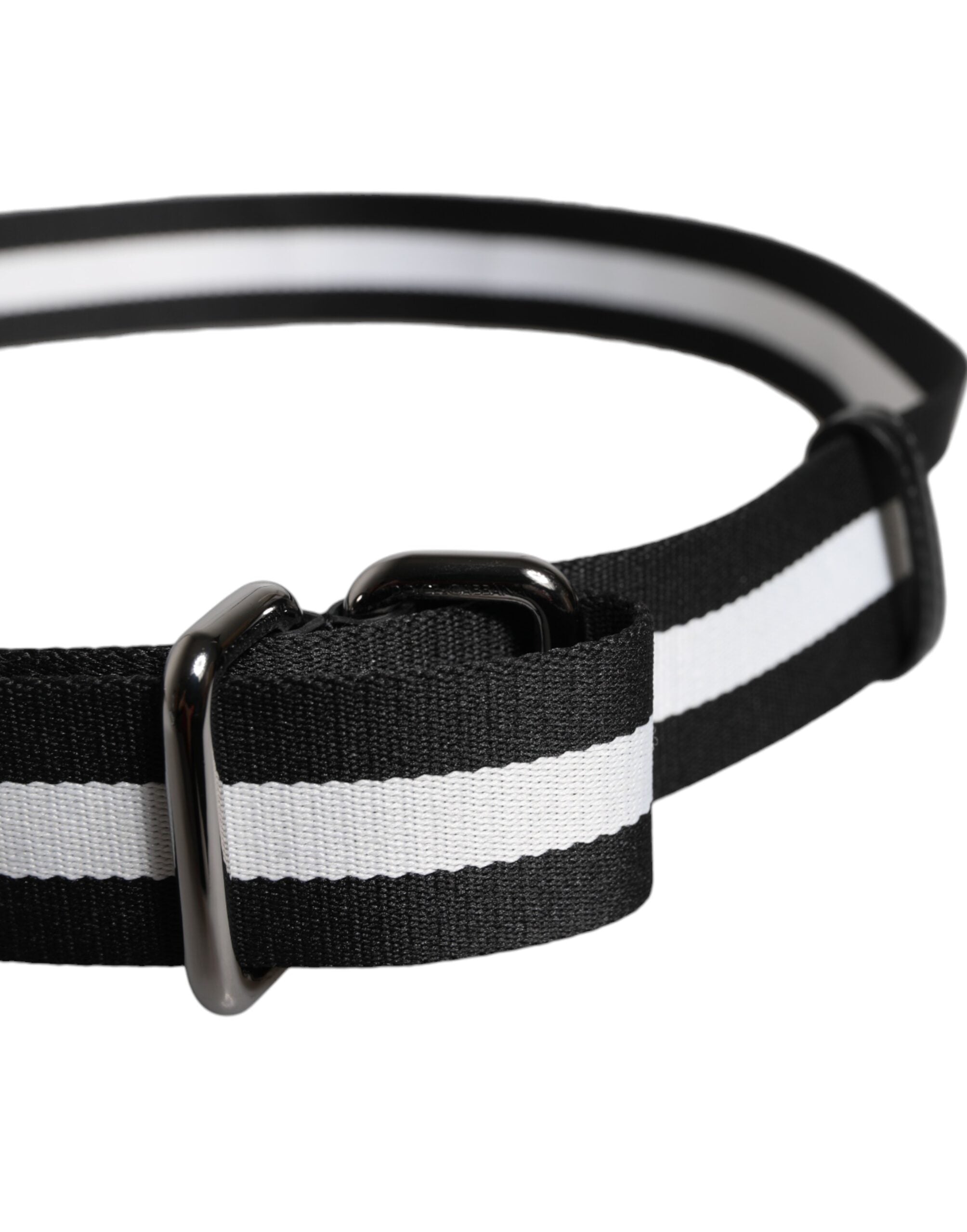 Dolce & Gabbana Black Yellow Logo Striped Metal Buckle Belt Dolce & Gabbana