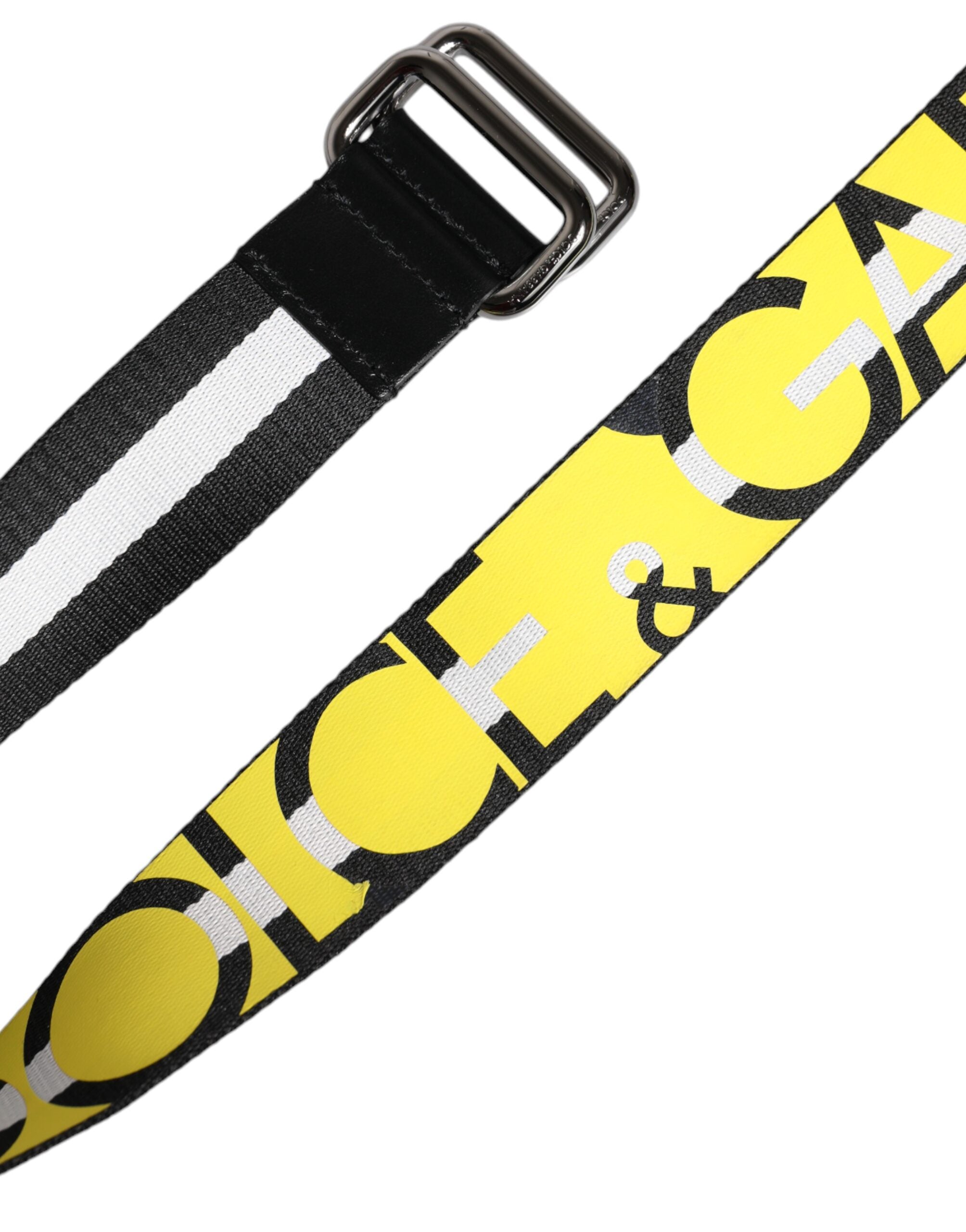 Dolce & Gabbana Black Yellow Logo Striped Metal Buckle Belt Dolce & Gabbana