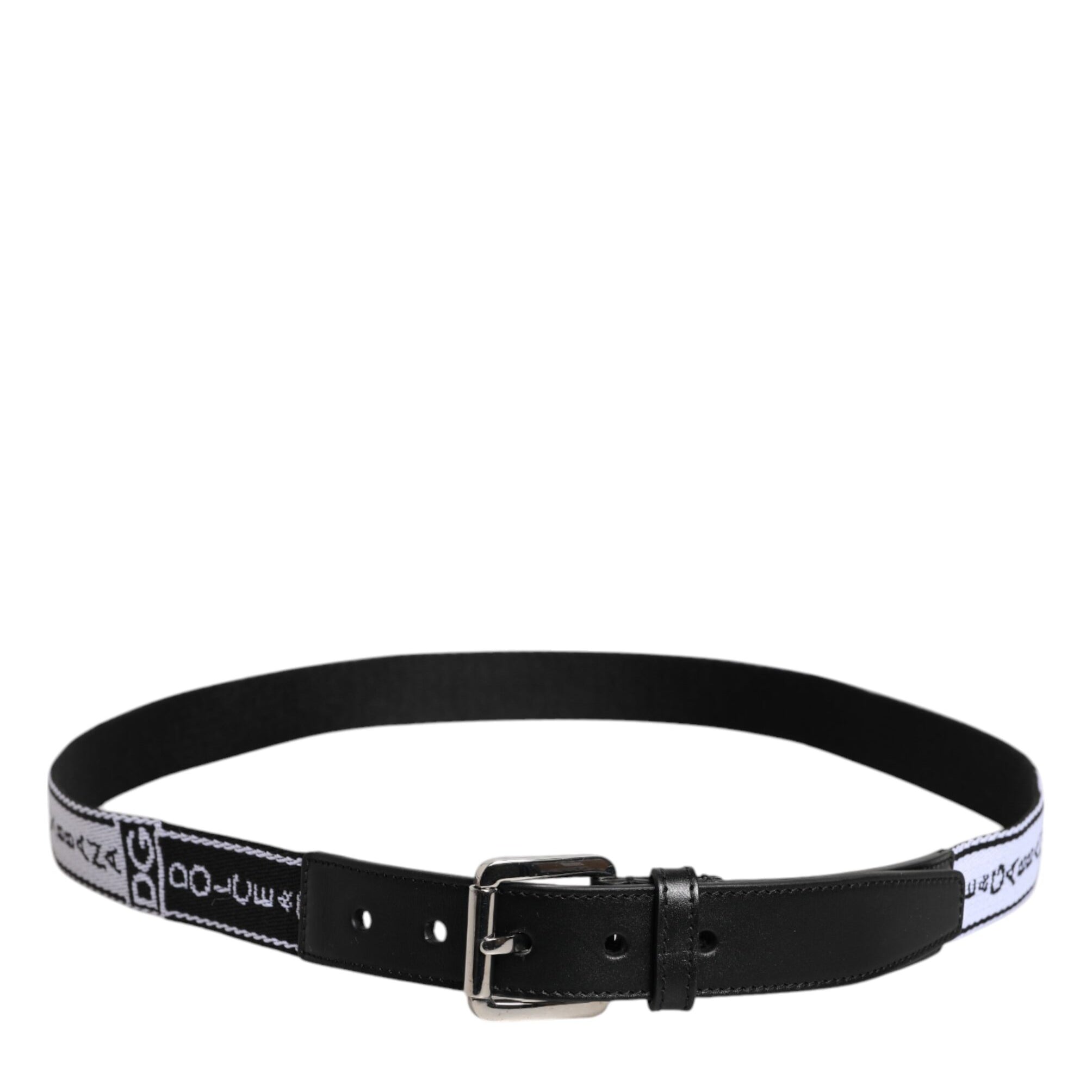 Dolce & Gabbana Black White Printed Metal Logo Buckle Belt Dolce & Gabbana