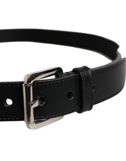 Black White Printed Metal Logo Buckle Belt