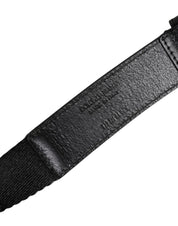 Black White Printed Metal Logo Buckle Belt