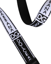 Black White Printed Metal Logo Buckle Belt