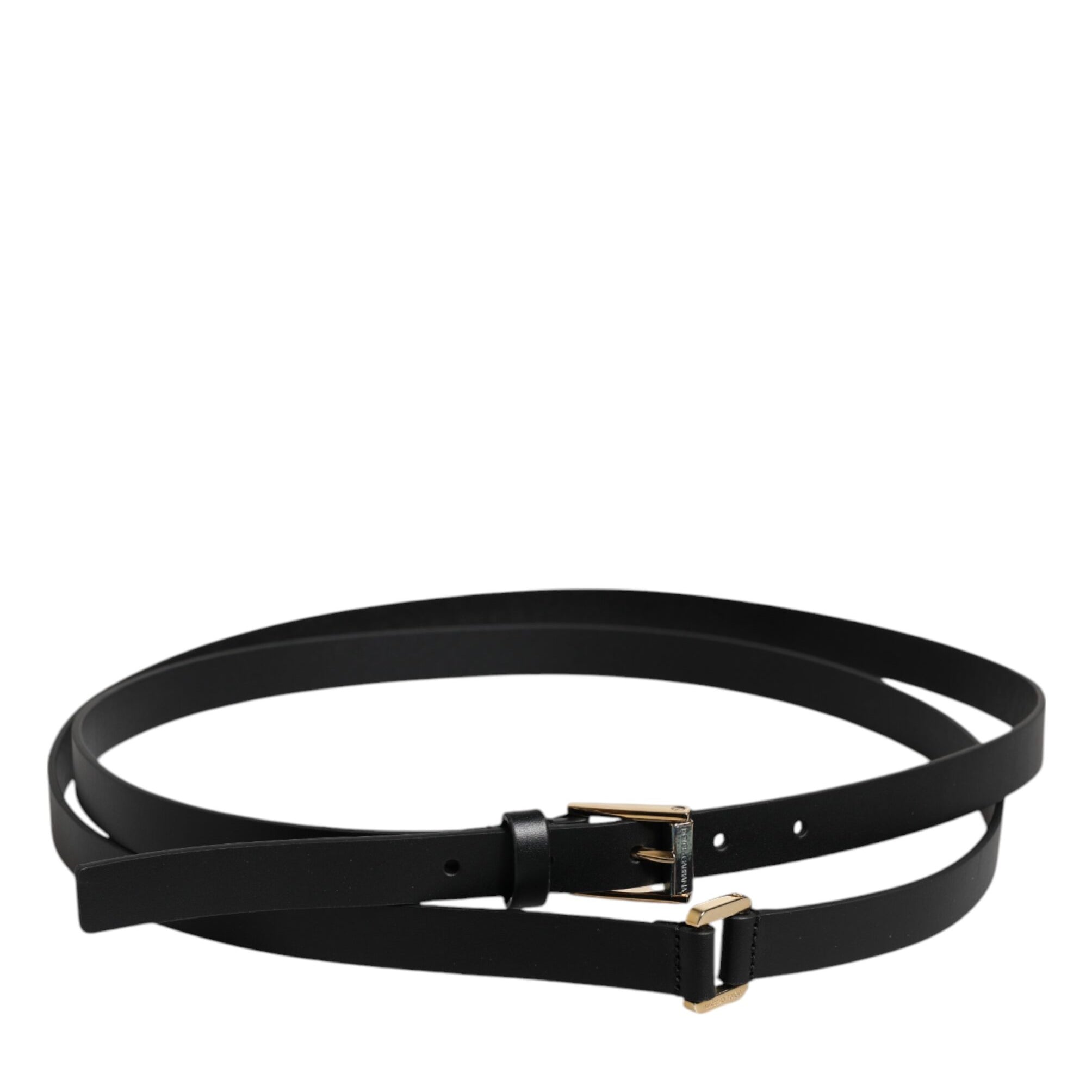 Dolce & Gabbana Black Calfskin Classic Metal Logo Buckle Belt Dolce & Gabbana