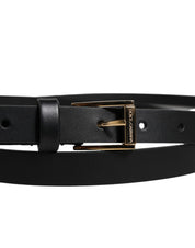 Dolce & Gabbana Black Calfskin Classic Metal Logo Buckle Belt Dolce & Gabbana