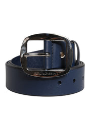 Dolce & Gabbana Blue Calf Leather Classic Metal Buckle Belt