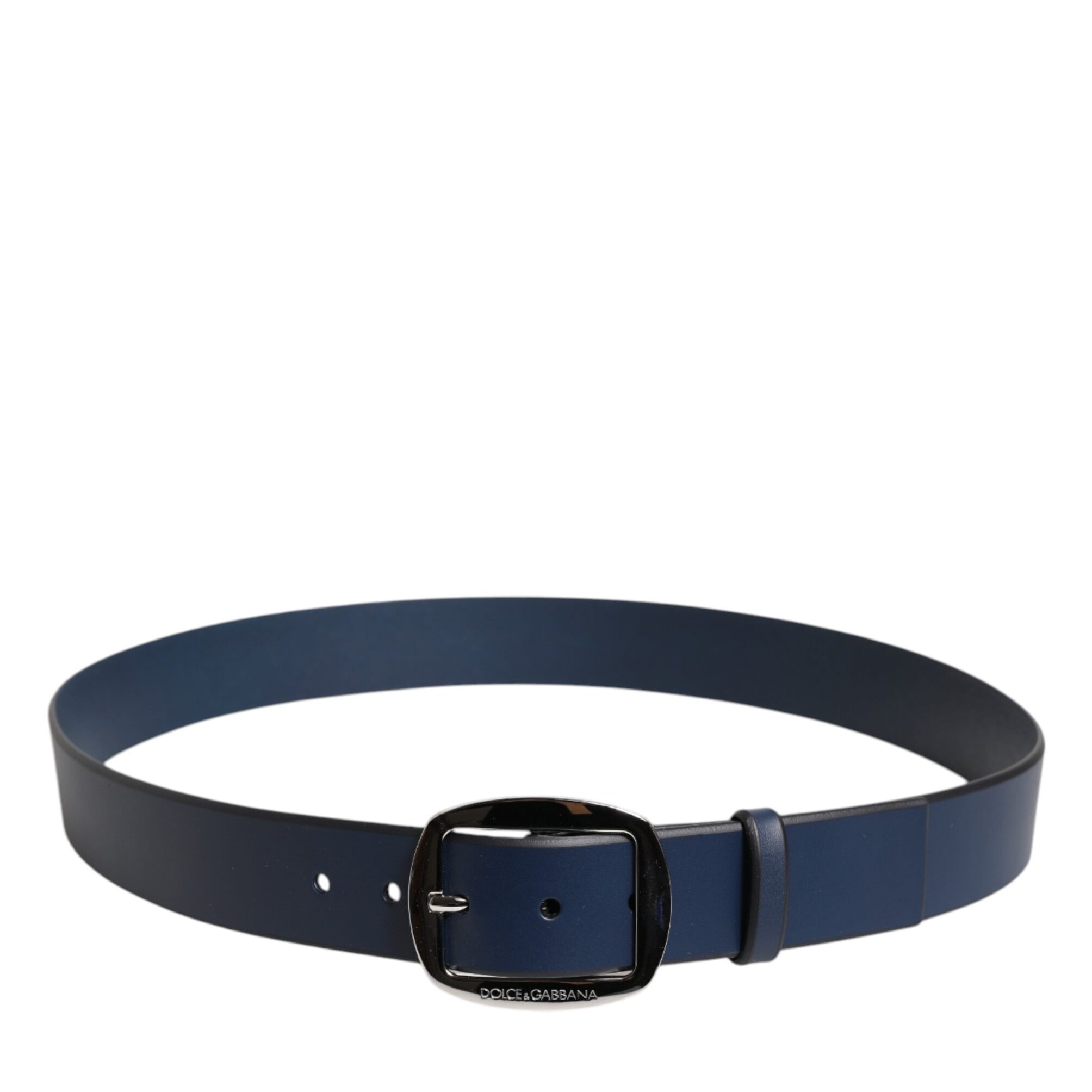 Dolce & Gabbana Blue Calf Leather Classic Metal Buckle Belt Dolce & Gabbana