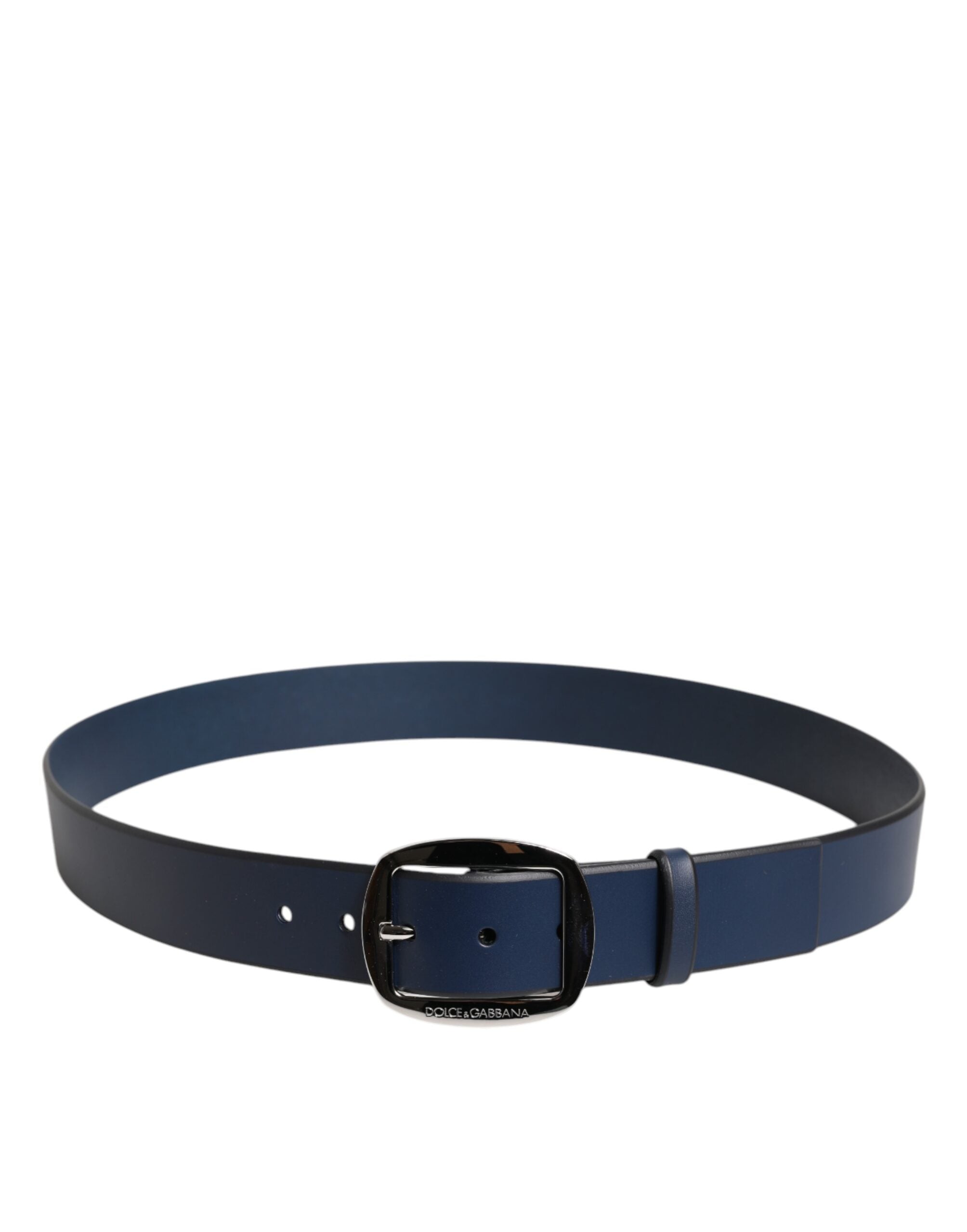 Dolce & Gabbana Blue Calf Leather Classic Metal Buckle Belt Dolce & Gabbana