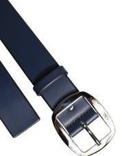 Blue Calf Leather Classic Metal Buckle Belt