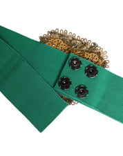Green Stretch Wide Waist Heart Embellished Belt