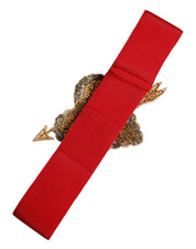 Red Stretch Wide Waist Heart Embellished Belt