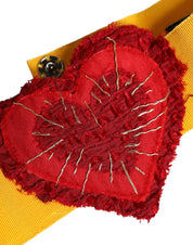 Yellow Stretch Wide Waist Heart Embellished Belt