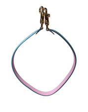 Pink Blue Leather Handle Bag Shoulder Strap