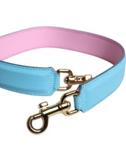 Pink Blue Leather Handle Bag Shoulder Strap