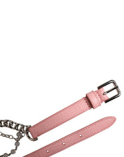 Dolce & Gabbana Pink Embelished Roses Textured Leather Belt Dolce & Gabbana