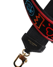 Black Cotton Printed Bag Shoulder Strap