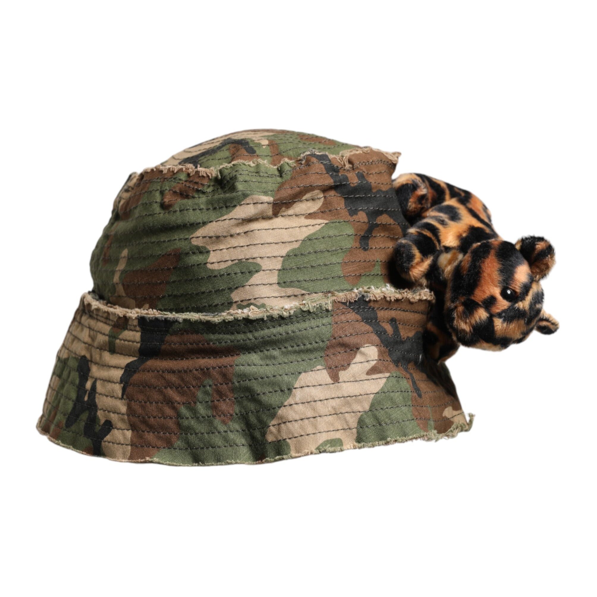Dolce & Gabbana Multicolor Leopard Embellish Wide Brim Bucket Hat Dolce & Gabbana