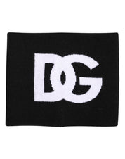Dolce & Gabbana Black White Logo Print Knitted Neck Warmer Scarf