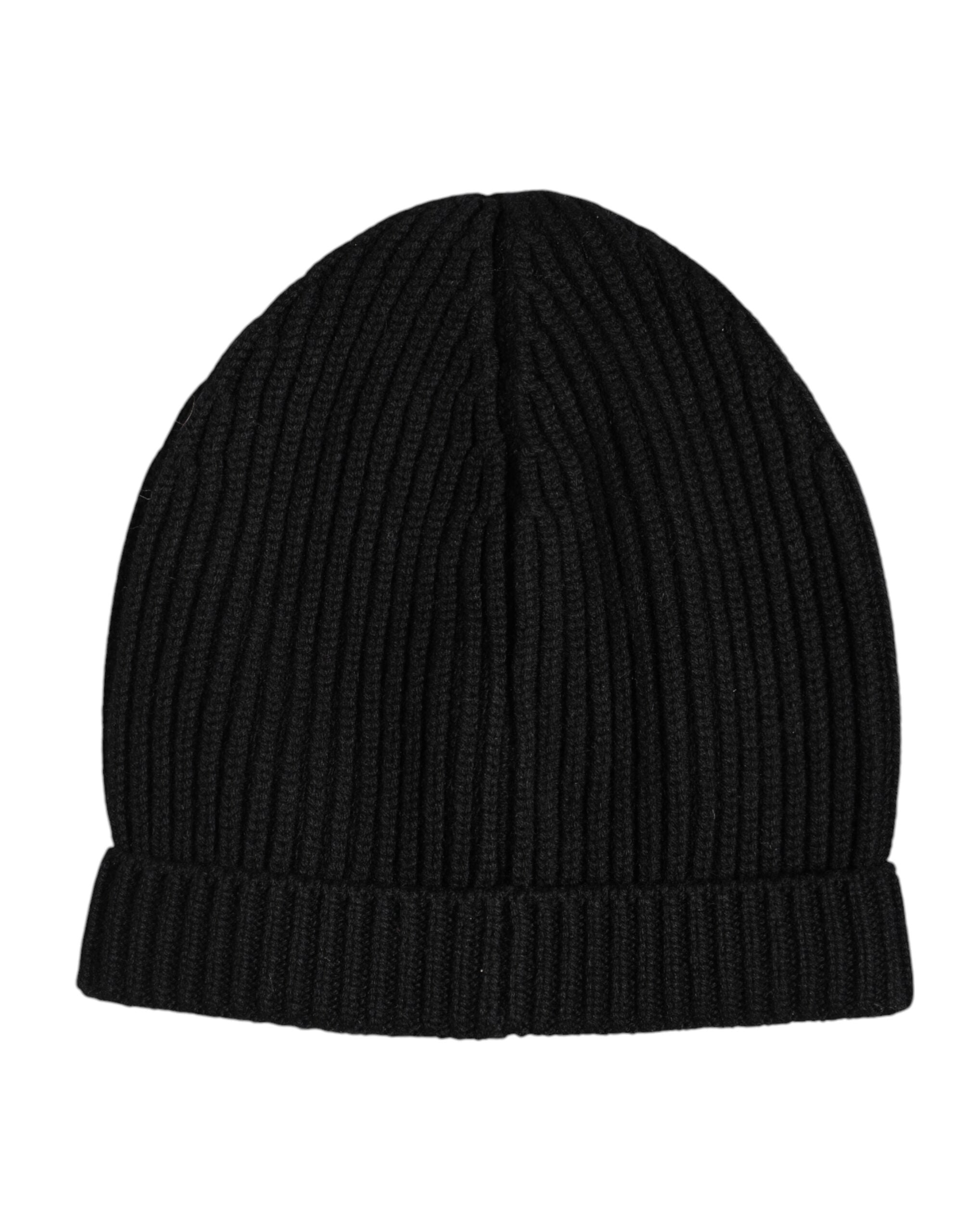 Dolce & Gabbana Black Cashmere Knitted Winter Beanie Hat Dolce & Gabbana