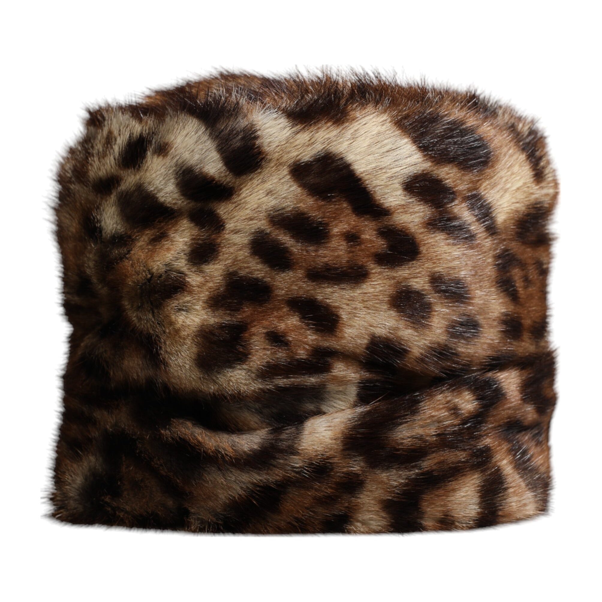 Dolce & Gabbana Brown Leopard Faux Fur Women Bucket Hat Dolce & Gabbana