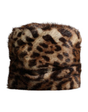 Dolce & Gabbana Brown Leopard Faux Fur Women Bucket Hat Dolce & Gabbana