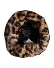 Dolce & Gabbana Brown Leopard Faux Fur Women Bucket Hat