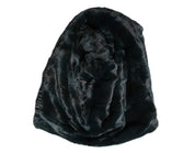 Black Weasel Fur Womens Beanie Hat