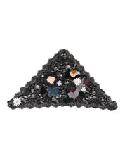 Black Lace Floral Applique Cotton Veil Hat