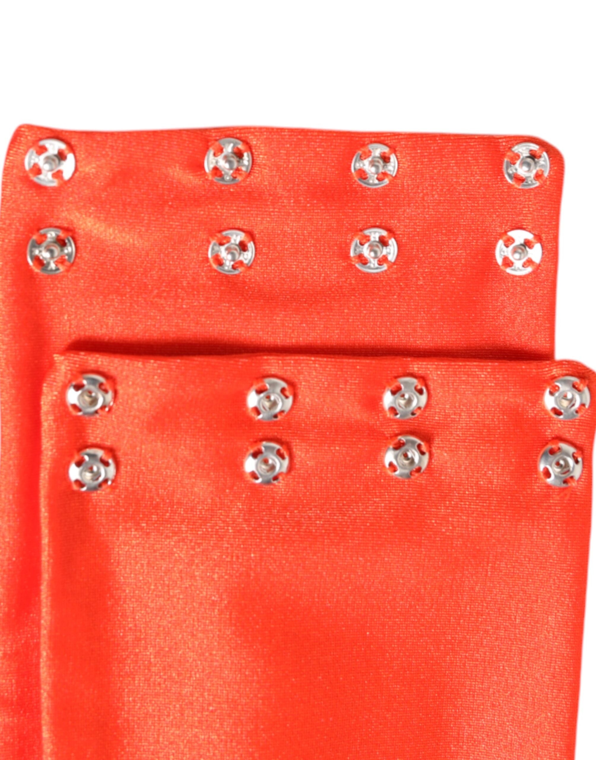 Orange Nylon Stretch Women Neck Warmer Scarf
