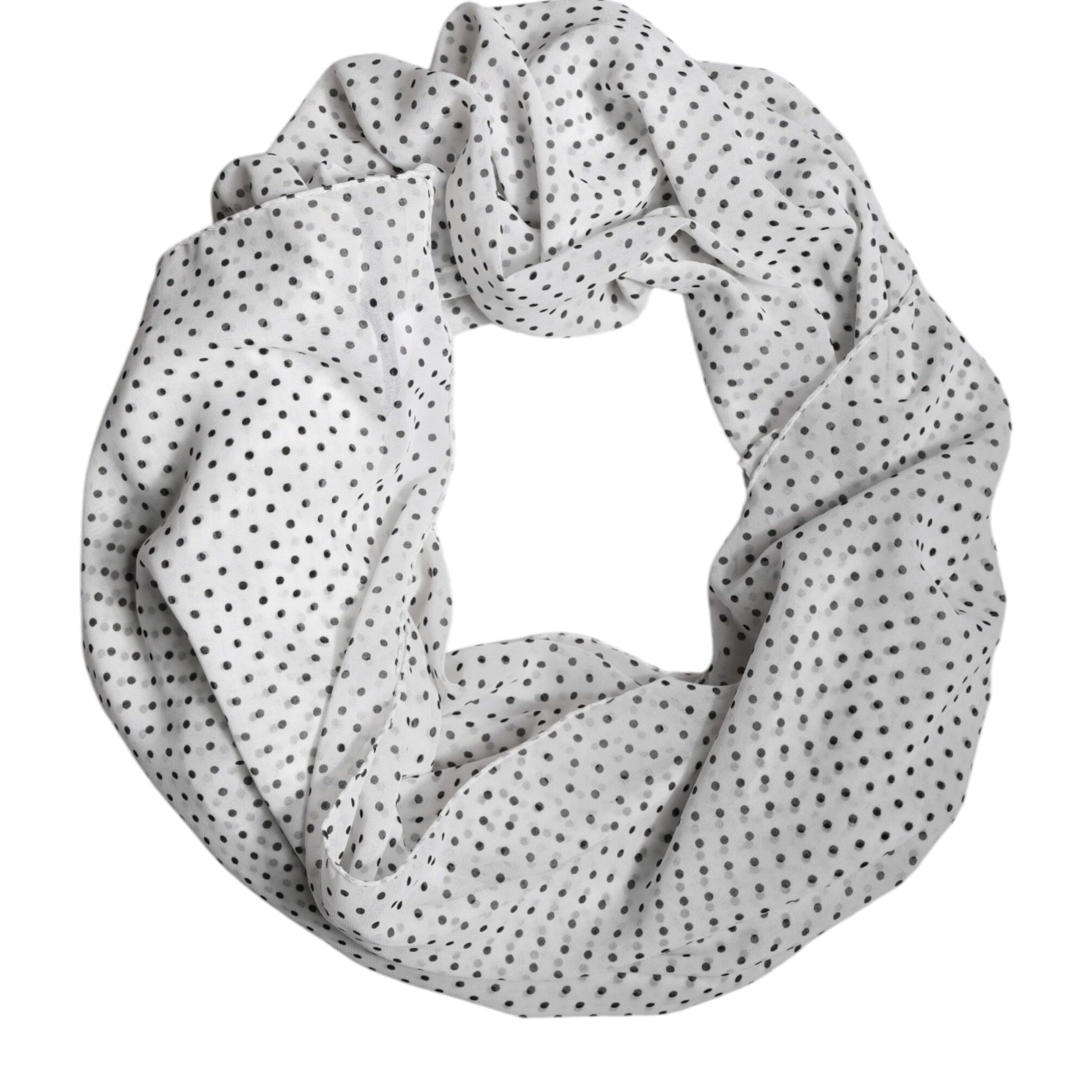 Dolce & Gabbana White Polka Dots Polyester Wrap Shawl Scarf Dolce & Gabbana