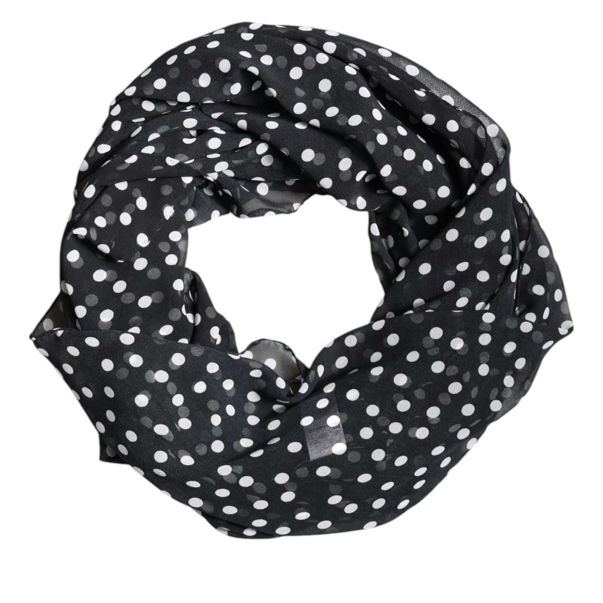 Dolce & Gabbana Black Polka Dots Polyester Wrap Shawl Scarf Dolce & Gabbana